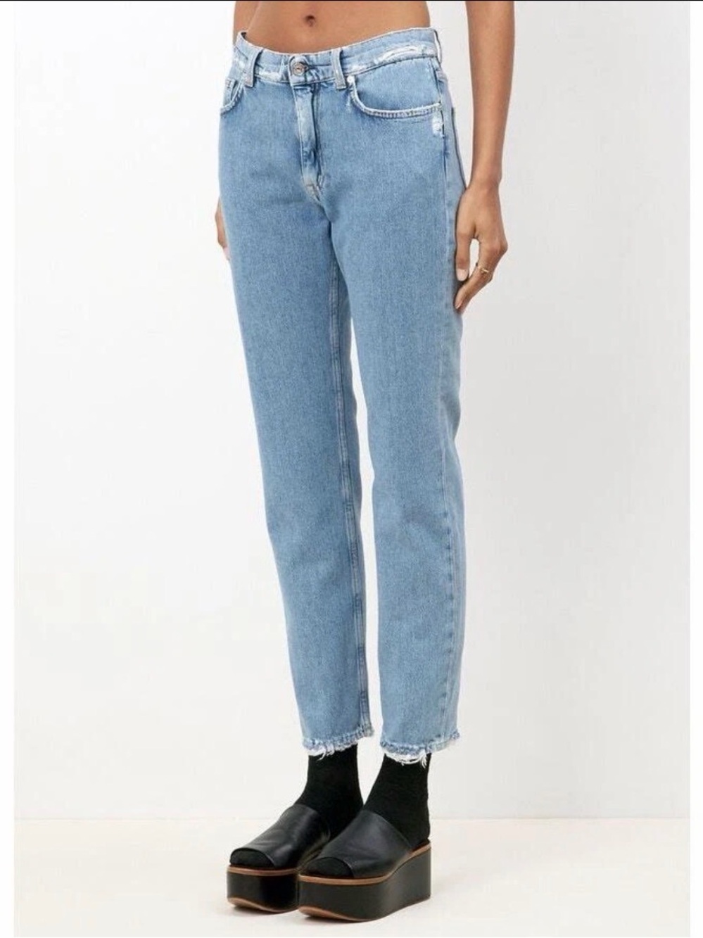 Acne Studios Lita Indigo Fray Jeans Womens 25 Light Wash Designer Denim